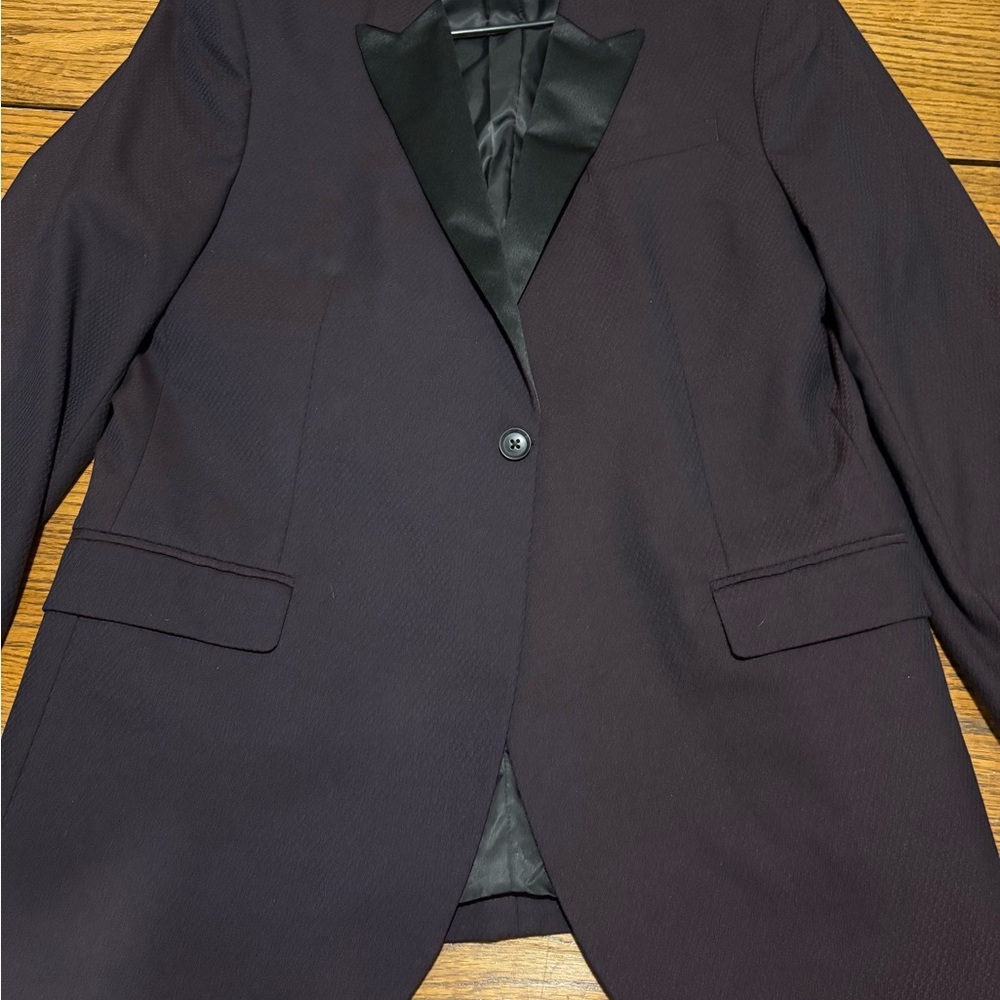 jf j.ferrar Dark Purple Tuxedo Jacket